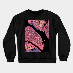 Halifax Map Pattern in Purple & Pink Crewneck Sweatshirt